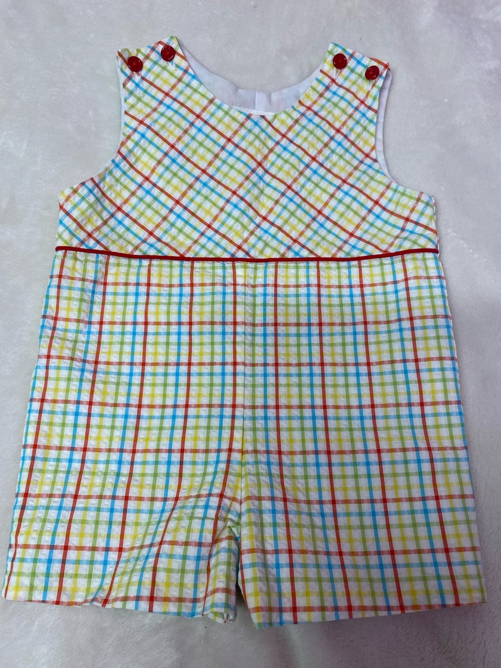 Kids Plaid Cotton One-Piece Romper - Multicolor